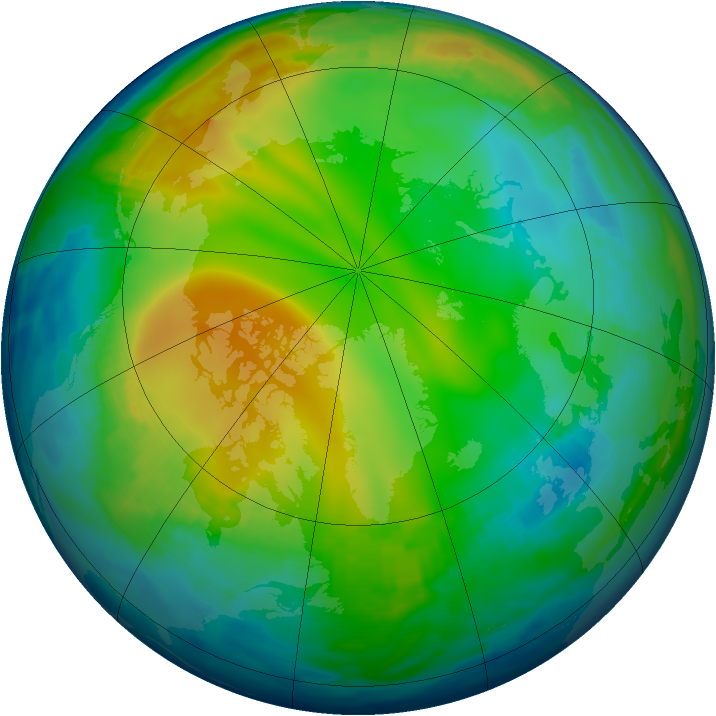 Arctic ozone map for 15 December 1996